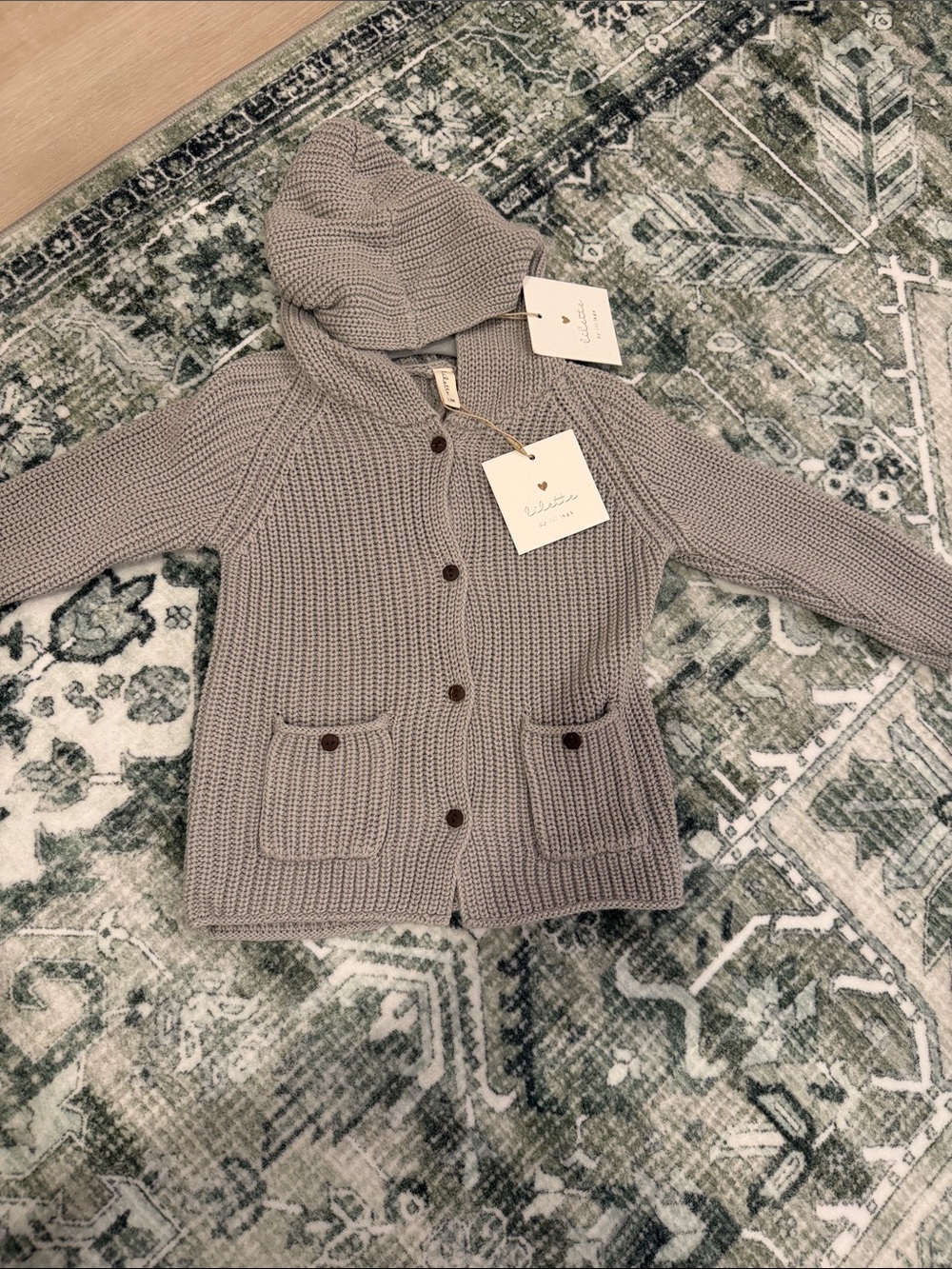 Lilette  by lil legs Unisex Hooded Knit Cardigan Jacket -